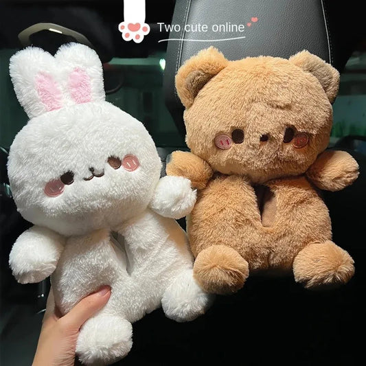 kawaiies-softtoys-plushies-kawaii-plush-Soft Bear and Bunny Car Plush Tissue Box Cover Car 