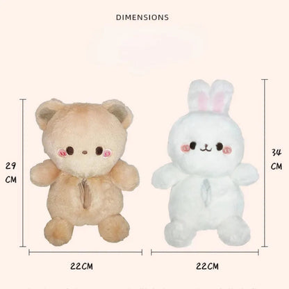 kawaiies-softtoys-plushies-kawaii-plush-Soft Bear and Bunny Car Plush Tissue Box Cover Car 