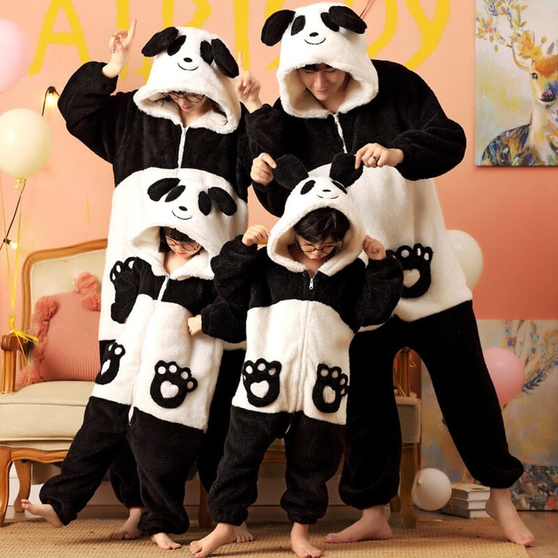 kawaiies-softtoys-plushies-kawaii-plush-Soft Bear Family Fluffy Pyjama 1-Piece Set Apparel Panda Bear Kids-8T 