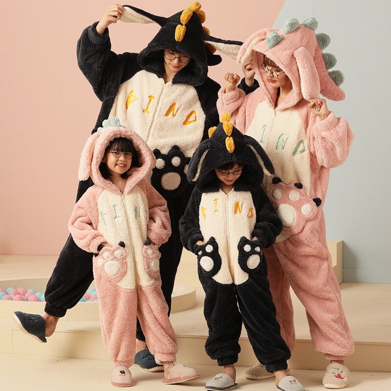kawaiies-softtoys-plushies-kawaii-plush-Soft Dinosaur Family Fluffy Pyjama 1-Piece Set Apparel Kids-8T 