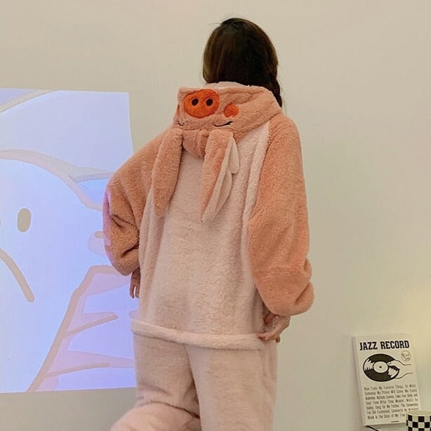 kawaiies-softtoys-plushies-kawaii-plush-Soft Pig Fluffy Pyjama 1-Piece Set | NEW Apparel 