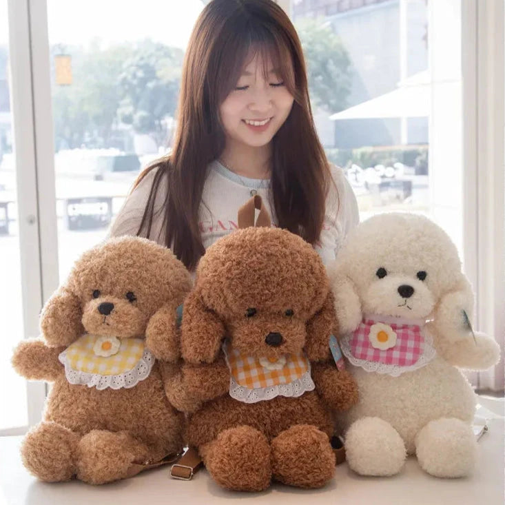 kawaiies-softtoys-plushies-kawaii-plush-Soft Teddy Poodle Plush Backpack Bags 