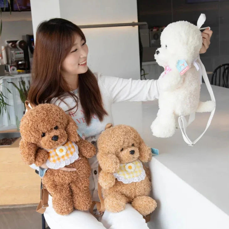 kawaiies-softtoys-plushies-kawaii-plush-Soft Teddy Poodle Plush Backpack Bags 