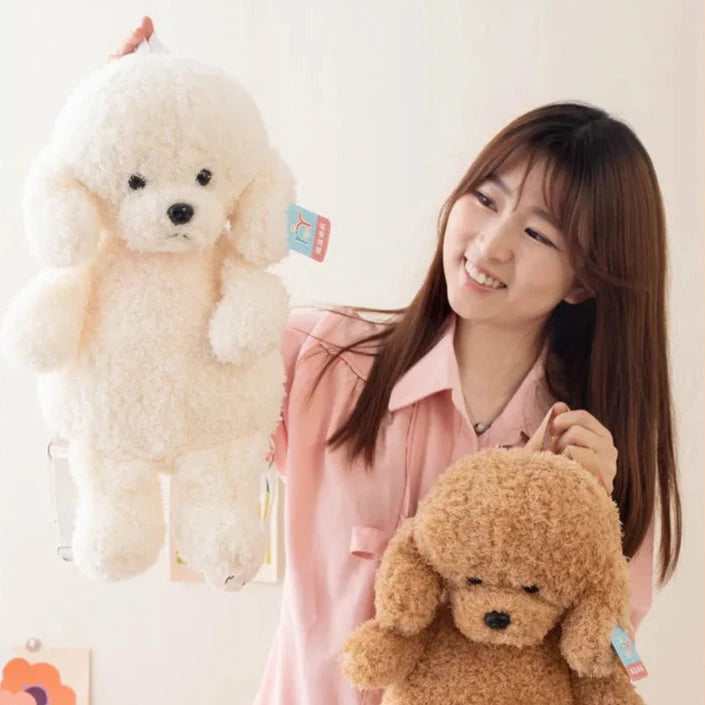 kawaiies-softtoys-plushies-kawaii-plush-Soft Teddy Poodle Plush Backpack Bags 