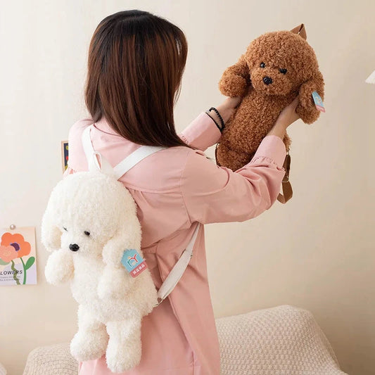 kawaiies-softtoys-plushies-kawaii-plush-Soft Teddy Poodle Plush Backpack Bags 