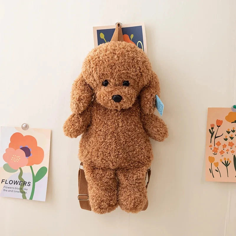 kawaiies-softtoys-plushies-kawaii-plush-Soft Teddy Poodle Plush Backpack Bags Dark Brown 