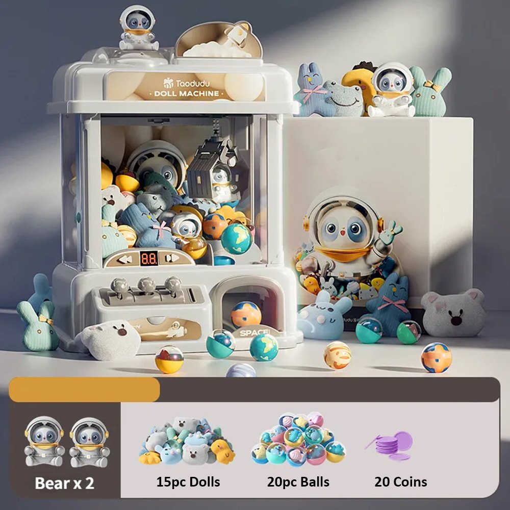 kawaiies-softtoys-plushies-kawaii-plush-Space Astronaut Panda Bear Mini Claw Machine | NEW Toys Claw Machine + 37 Dolls 