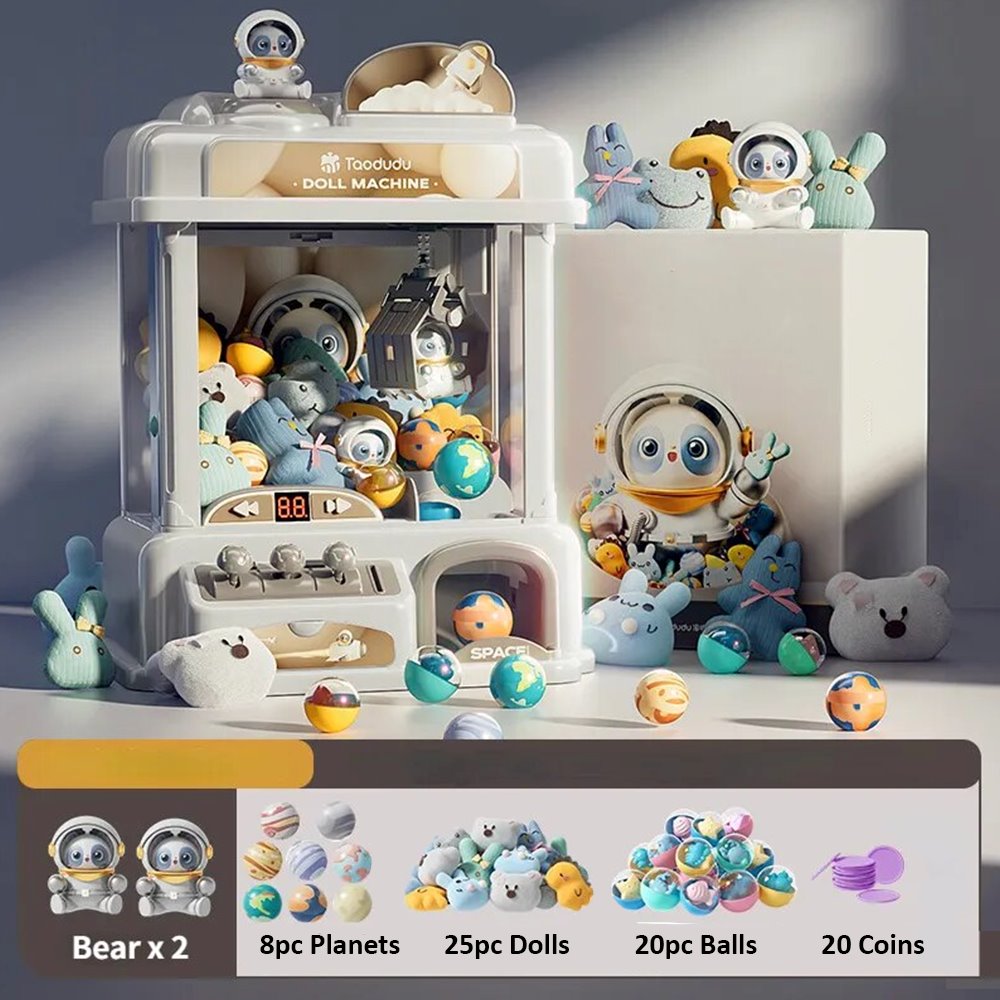 kawaiies-softtoys-plushies-kawaii-plush-Space Astronaut Panda Bear Mini Claw Machine | NEW Toys Claw Machine + 55 Dolls 