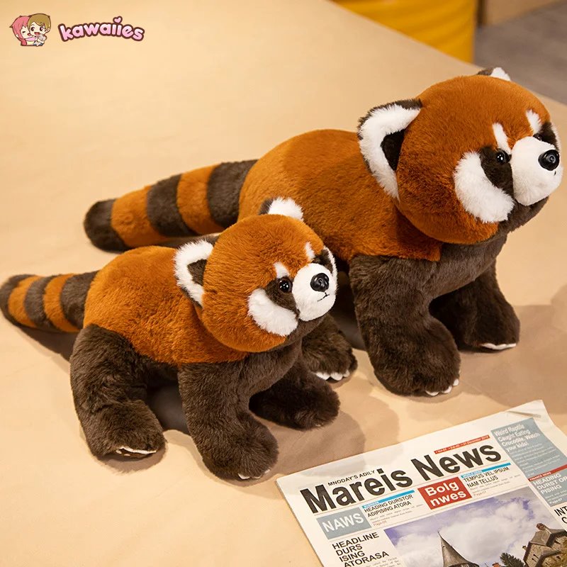 kawaiies-softtoys-plushies-kawaii-plush-Standing Life-like Fluffy Red Panda Plush Soft toy 