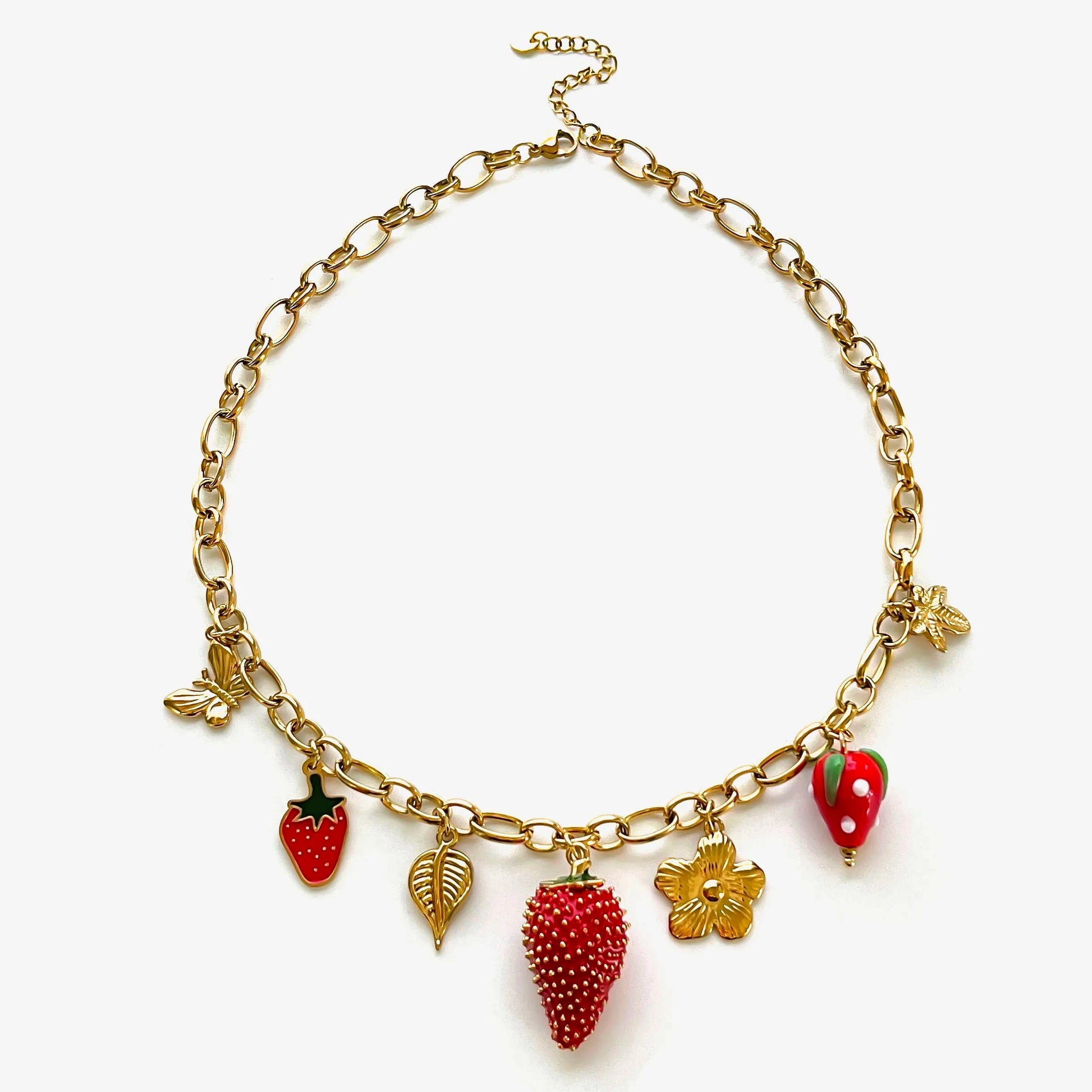 kawaiies-softtoys-plushies-kawaii-plush-Strawberry Garden Gold-Plated Necklace Jewelry 