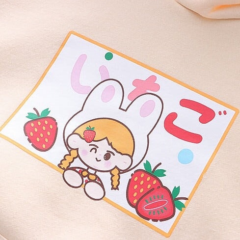 kawaiies-softtoys-plushies-kawaii-plush-Strawberry Mikki Bunny Fleece Hoodies Hoodies 