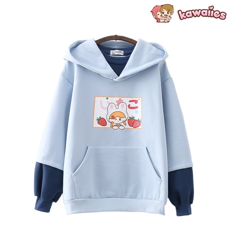 kawaiies-softtoys-plushies-kawaii-plush-Strawberry Mikki Bunny Fleece Hoodies Hoodies 