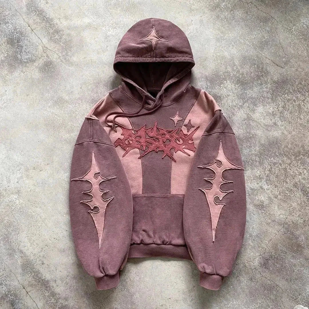 kawaiies-softtoys-plushies-kawaii-plush-Streetwear Flame Star Contrast Color Hoodie Apparel 
