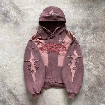 kawaiies-softtoys-plushies-kawaii-plush-Streetwear Flame Star Contrast Color Hoodie Apparel 