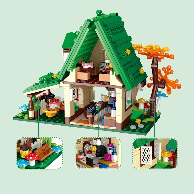 kawaiies-softtoys-plushies-kawaii-plush-Summer Green and Pink Cottages Micro Building Set Build it 