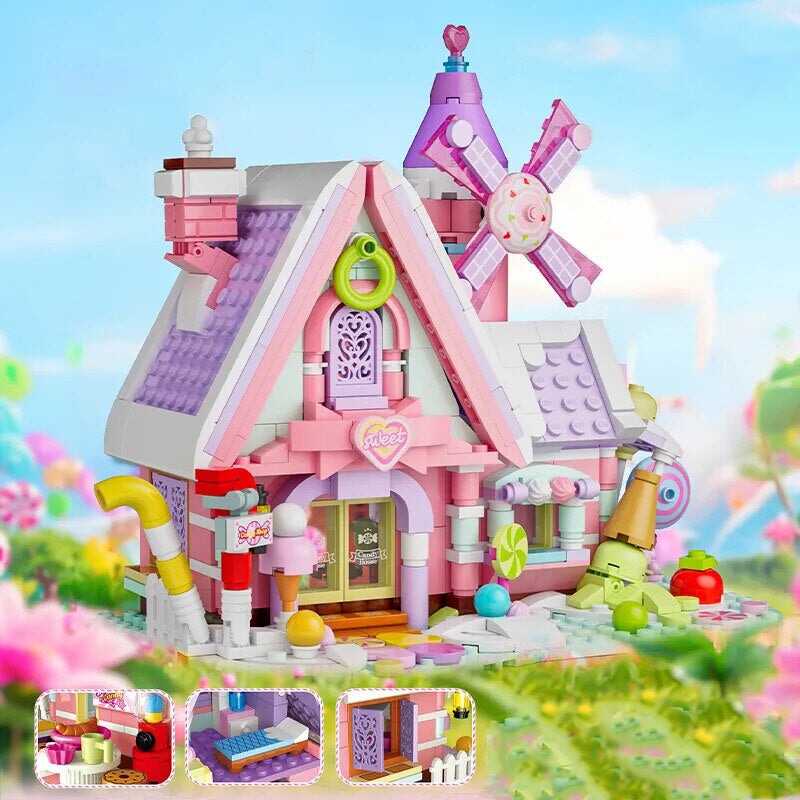 kawaiies-softtoys-plushies-kawaii-plush-Summer Green and Pink Cottages Micro Building Set Build it 