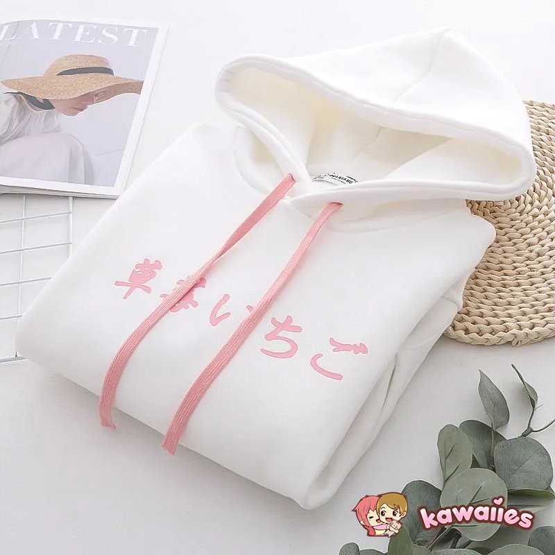 kawaiies-softtoys-plushies-kawaii-plush-Sweet Strawberry Embroidery Fleece Hoodies | NEW Hoodies 