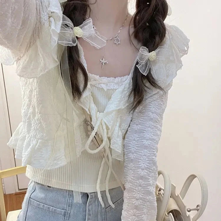 kawaiies-softtoys-plushies-kawaii-plush-Sweet Summer Ruffle Blouse Cardigan Apparel Apricot S 