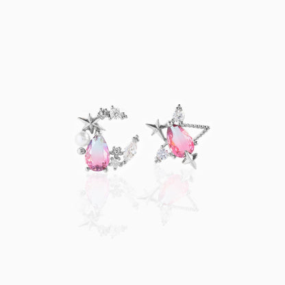 kawaiies-softtoys-plushies-kawaii-plush-Teardrop Stars Moon Gold-Plated Stud Earrings Earrings Silver 