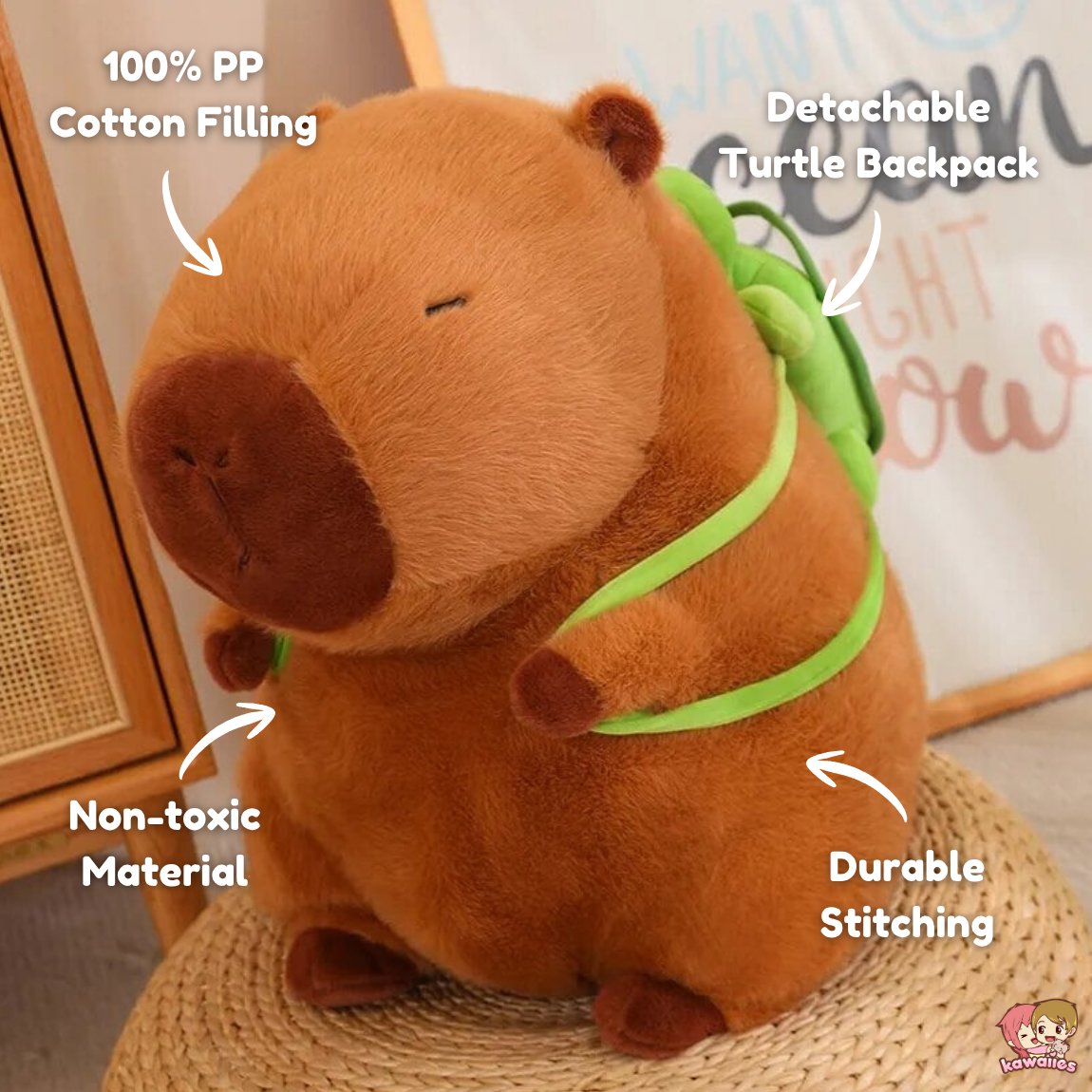 kawaiies-softtoys-plushies-kawaii-plush-The Adorable Capybara Turtle Back Pack Plushies Soft toy 
