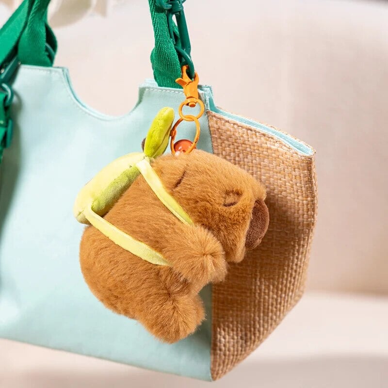 kawaiies-softtoys-plushies-kawaii-plush-The Kawaii Capybara with Mini Avocado Backpack Plushie Soft toy 12cm (Pendent) 