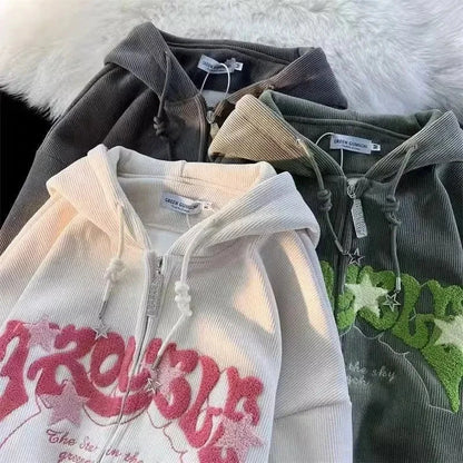 kawaiies-softtoys-plushies-kawaii-plush-. Thick Oversized 'Trouble' Y2K Streetwear Hoodie Apparel 