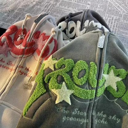 kawaiies-softtoys-plushies-kawaii-plush-. Thick Oversized 'Trouble' Y2K Streetwear Hoodie Apparel 