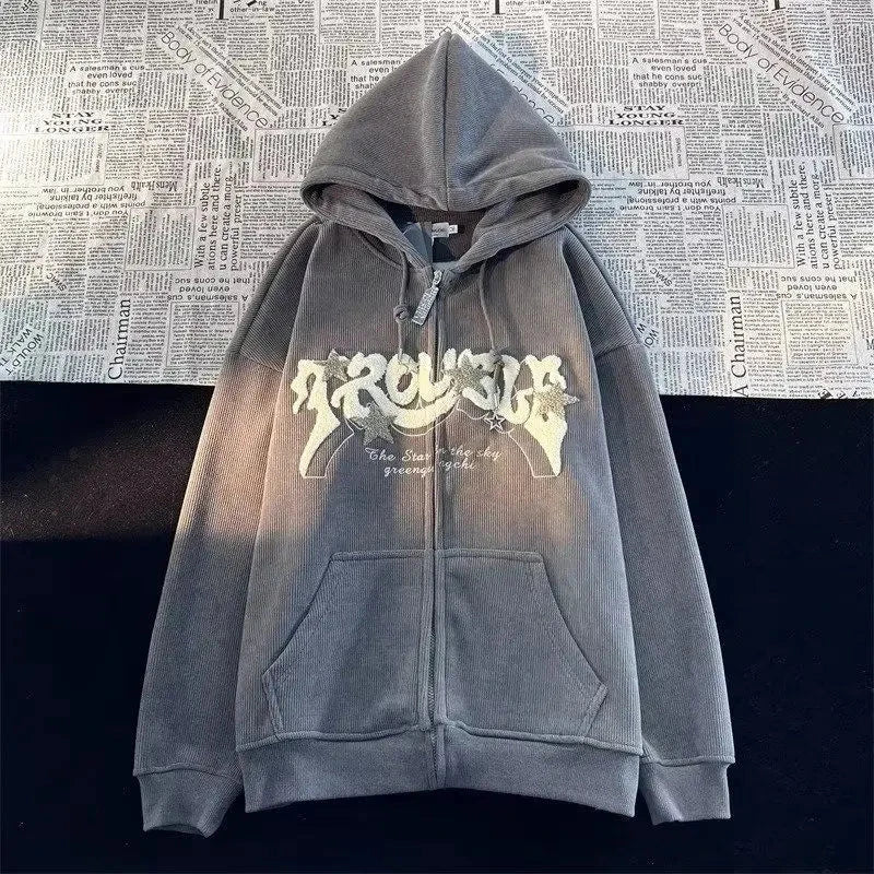 kawaiies-softtoys-plushies-kawaii-plush-. Thick Oversized 'Trouble' Y2K Streetwear Hoodie Apparel gray thicked XXL 