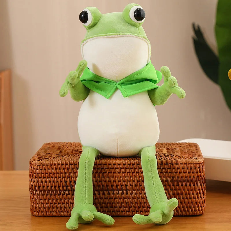 Tito the Funny Green Frog Plush with Hat Kawaiies