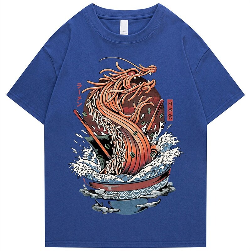 kawaiies-softtoys-plushies-kawaii-plush-Tokyo Noodle Dragon Unisex Cotton Tee Apparel Blue S 