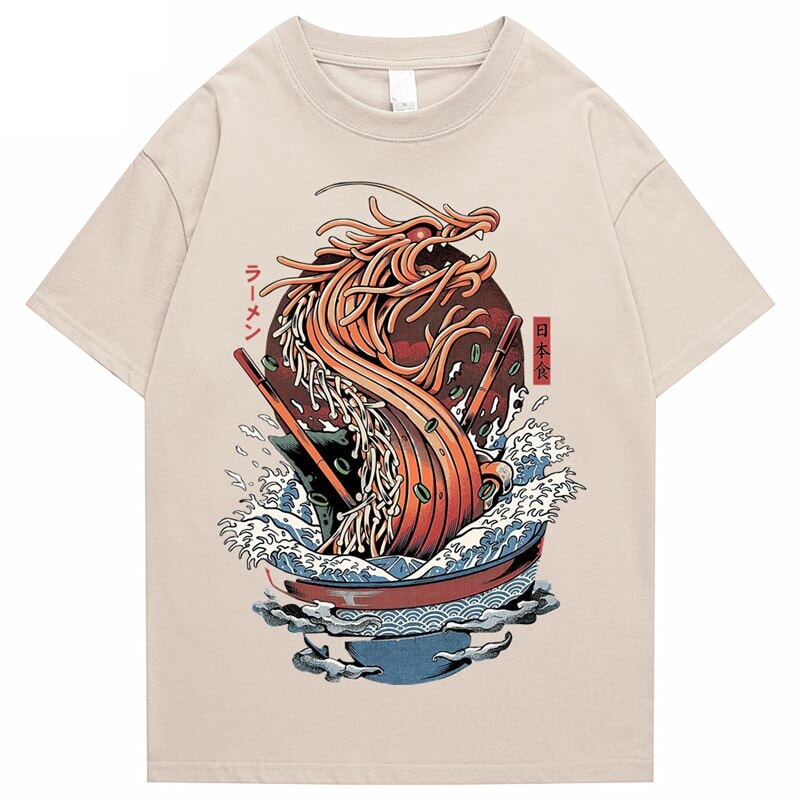 kawaiies-softtoys-plushies-kawaii-plush-Tokyo Noodle Dragon Unisex Cotton Tee Apparel Cream S 