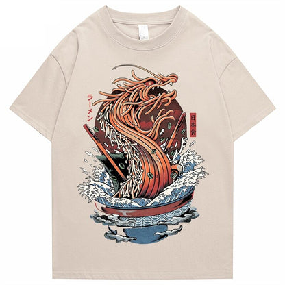 kawaiies-softtoys-plushies-kawaii-plush-Tokyo Noodle Dragon Unisex Cotton Tee Apparel Cream S 