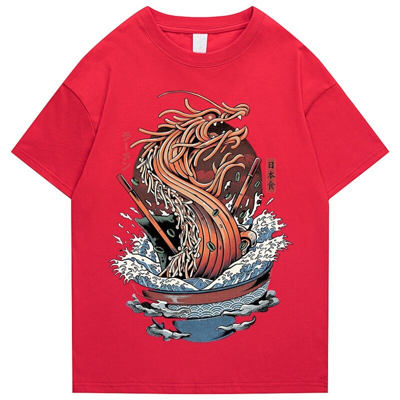 kawaiies-softtoys-plushies-kawaii-plush-Tokyo Noodle Dragon Unisex Cotton Tee Apparel Red S 