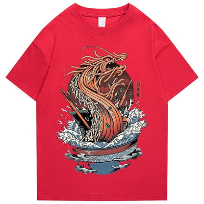 kawaiies-softtoys-plushies-kawaii-plush-Tokyo Noodle Dragon Unisex Cotton Tee Apparel Red S 