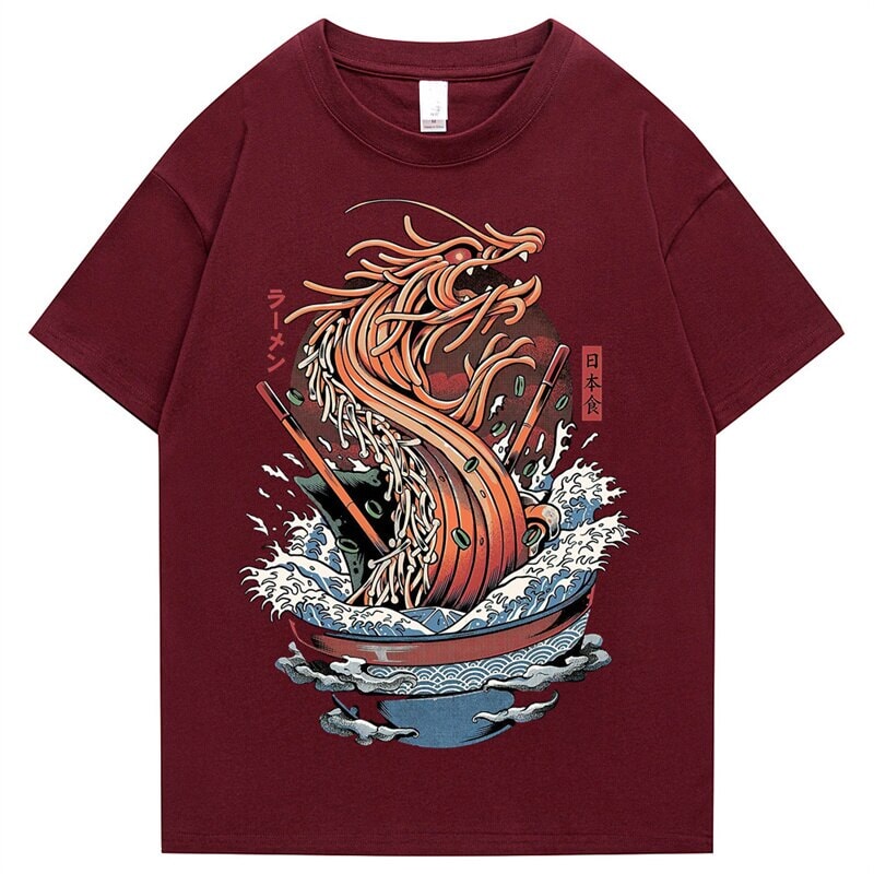 kawaiies-softtoys-plushies-kawaii-plush-Tokyo Noodle Dragon Unisex Cotton Tee Apparel Rouge S 