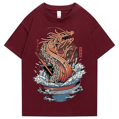 kawaiies-softtoys-plushies-kawaii-plush-Tokyo Noodle Dragon Unisex Cotton Tee Apparel Rouge S 