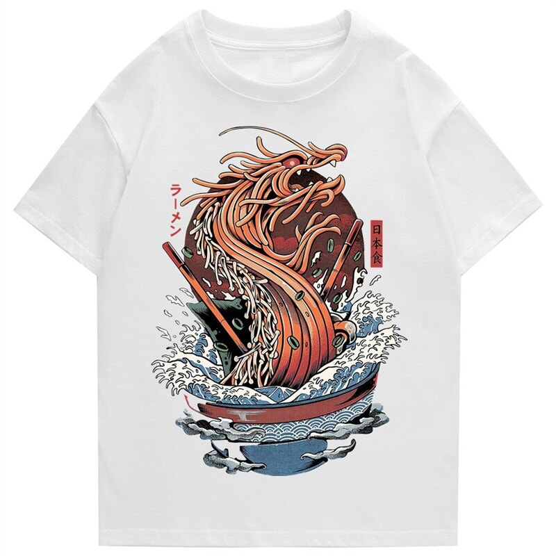 kawaiies-softtoys-plushies-kawaii-plush-Tokyo Noodle Dragon Unisex Cotton Tee Apparel White S 
