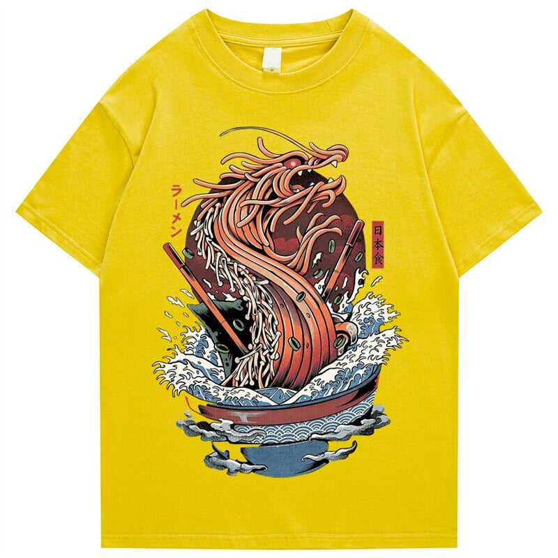 kawaiies-softtoys-plushies-kawaii-plush-Tokyo Noodle Dragon Unisex Cotton Tee Apparel Yellow S 