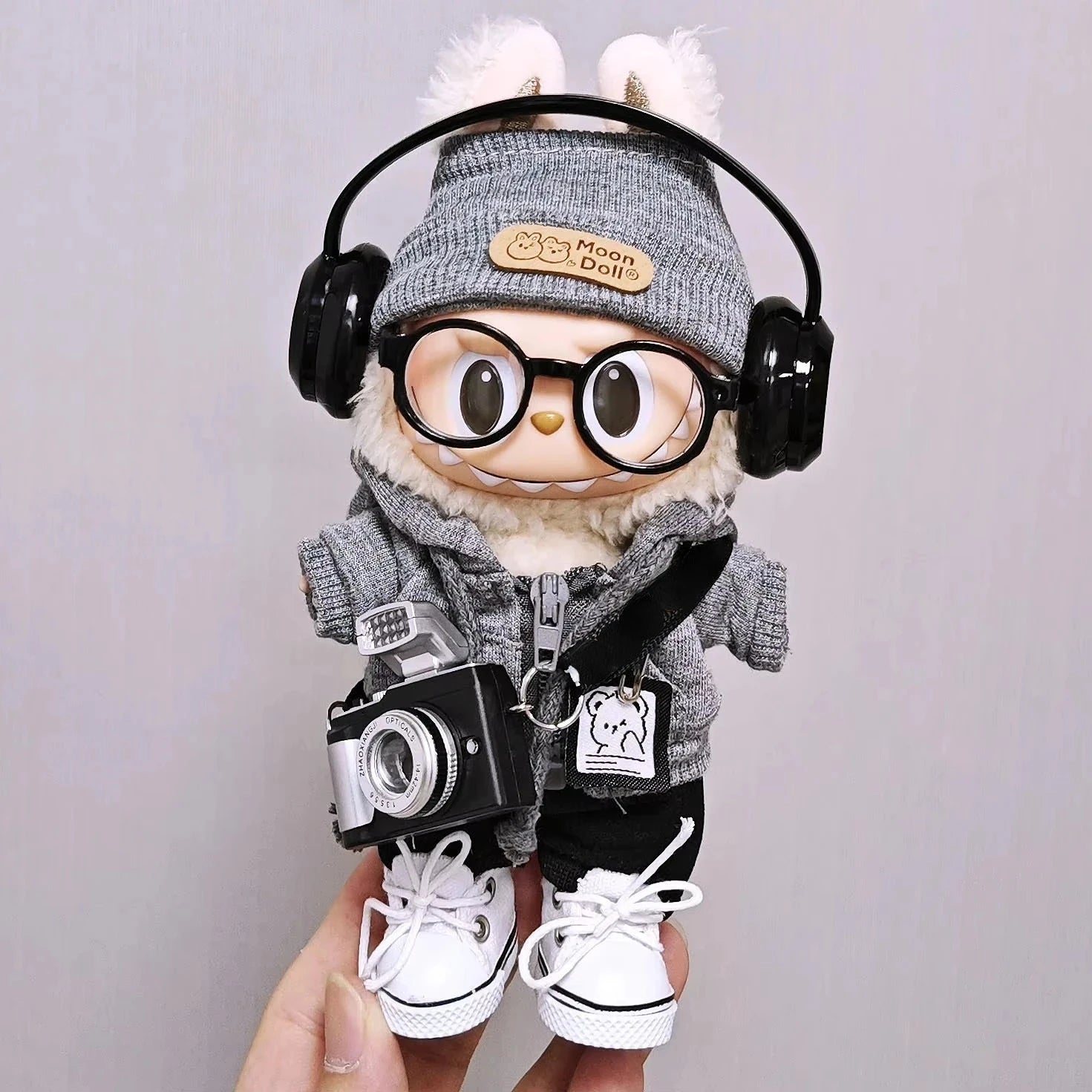 kawaiies-softtoys-plushies-kawaii-plush-Trendy Streetwear Kid Black Labubu Outfit Accessories 