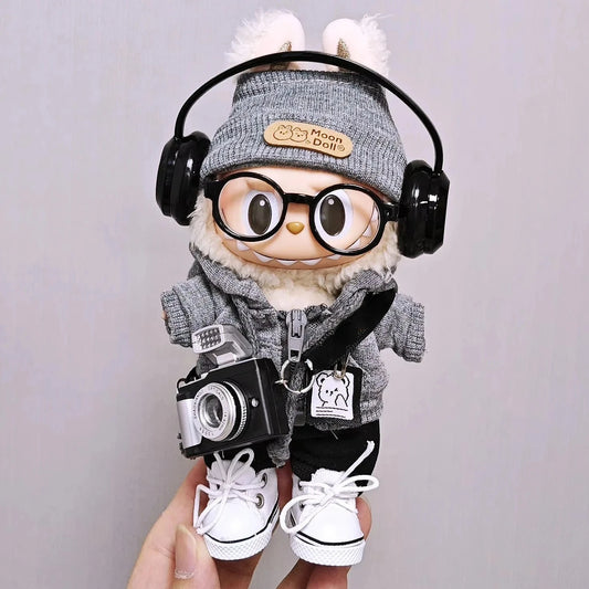 kawaiies-softtoys-plushies-kawaii-plush-Trendy Streetwear Kid Black Labubu Outfit Accessories 