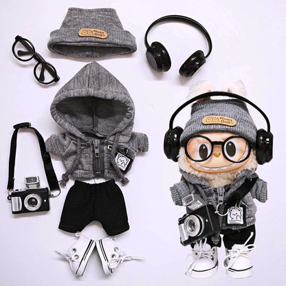 kawaiies-softtoys-plushies-kawaii-plush-Trendy Streetwear Kid Black Labubu Outfit Accessories 