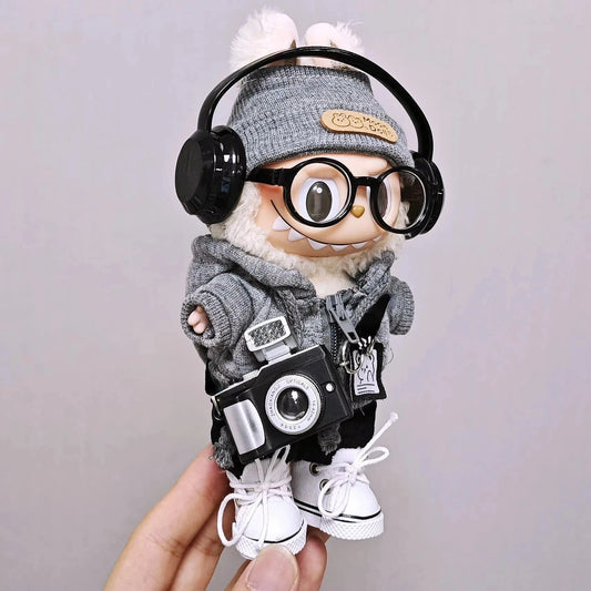 kawaiies-softtoys-plushies-kawaii-plush-Trendy Streetwear Kid Black Labubu Outfit Accessories 