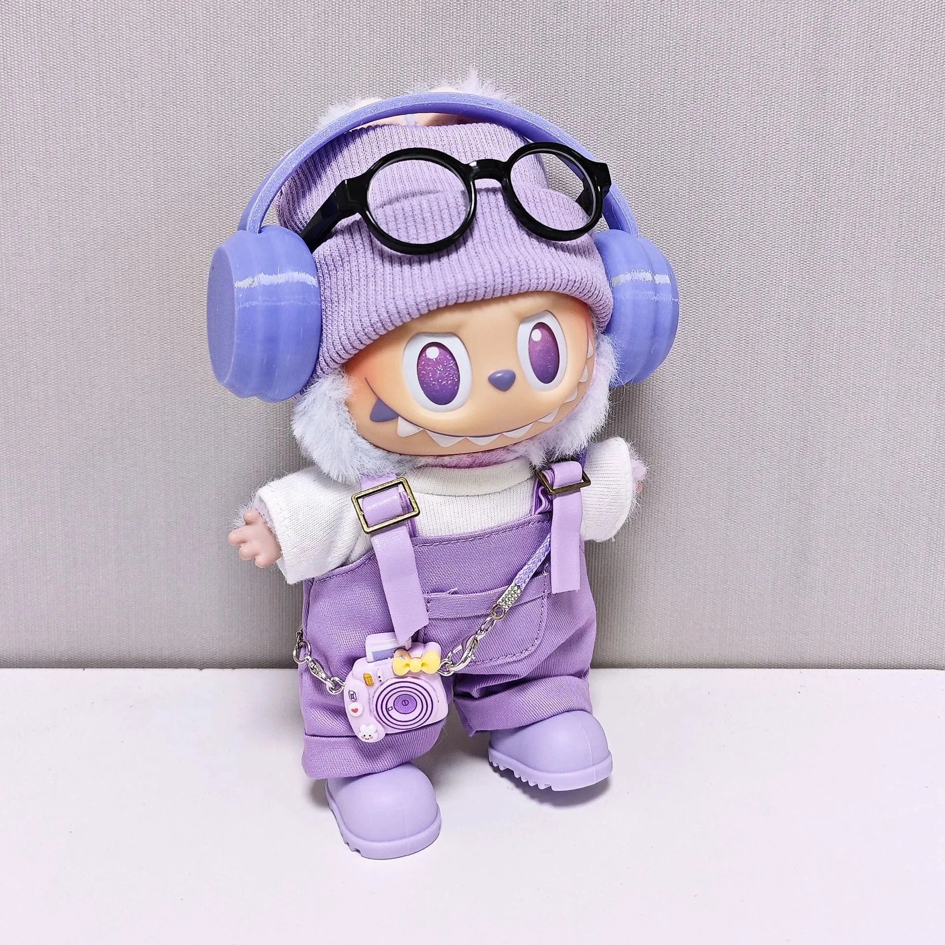 kawaiies-softtoys-plushies-kawaii-plush-Trendy Streetwear Kid Purple Labubu Outfit Accessories 