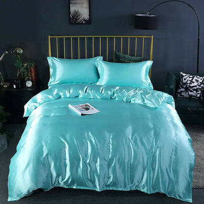 kawaiies-softtoys-plushies-kawaii-plush-Turquoise Mulberry Silk Bedding Set Bedding Sets 