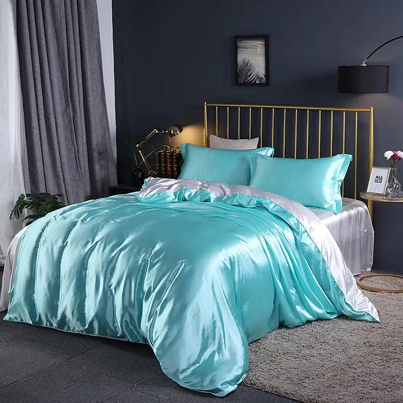 kawaiies-softtoys-plushies-kawaii-plush-Turquoise Mulberry Silk Bedding Set Bedding Sets 