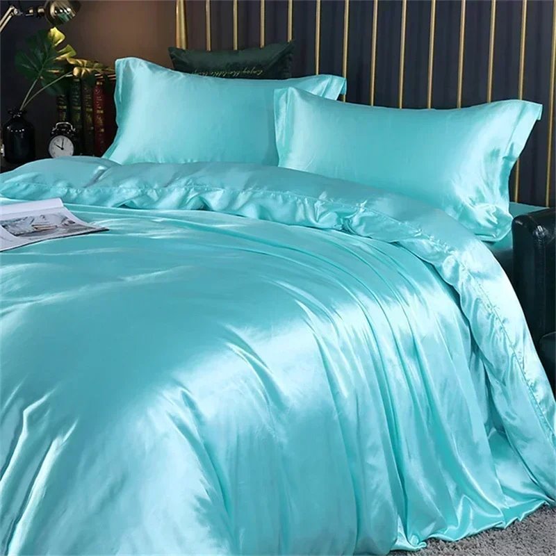 kawaiies-softtoys-plushies-kawaii-plush-Turquoise Mulberry Silk Bedding Set Bedding Sets 