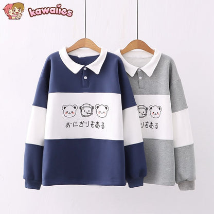 kawaiies-softtoys-plushies-kawaii-plush-Two-Tone Blue Gray Trip Bears Unisex Sweatshirts | NEW Hoodies 