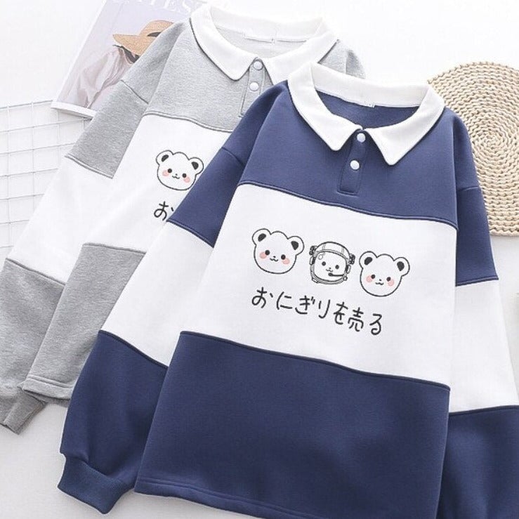 kawaiies-softtoys-plushies-kawaii-plush-Two-Tone Blue Gray Trip Bears Unisex Sweatshirts | NEW Hoodies 