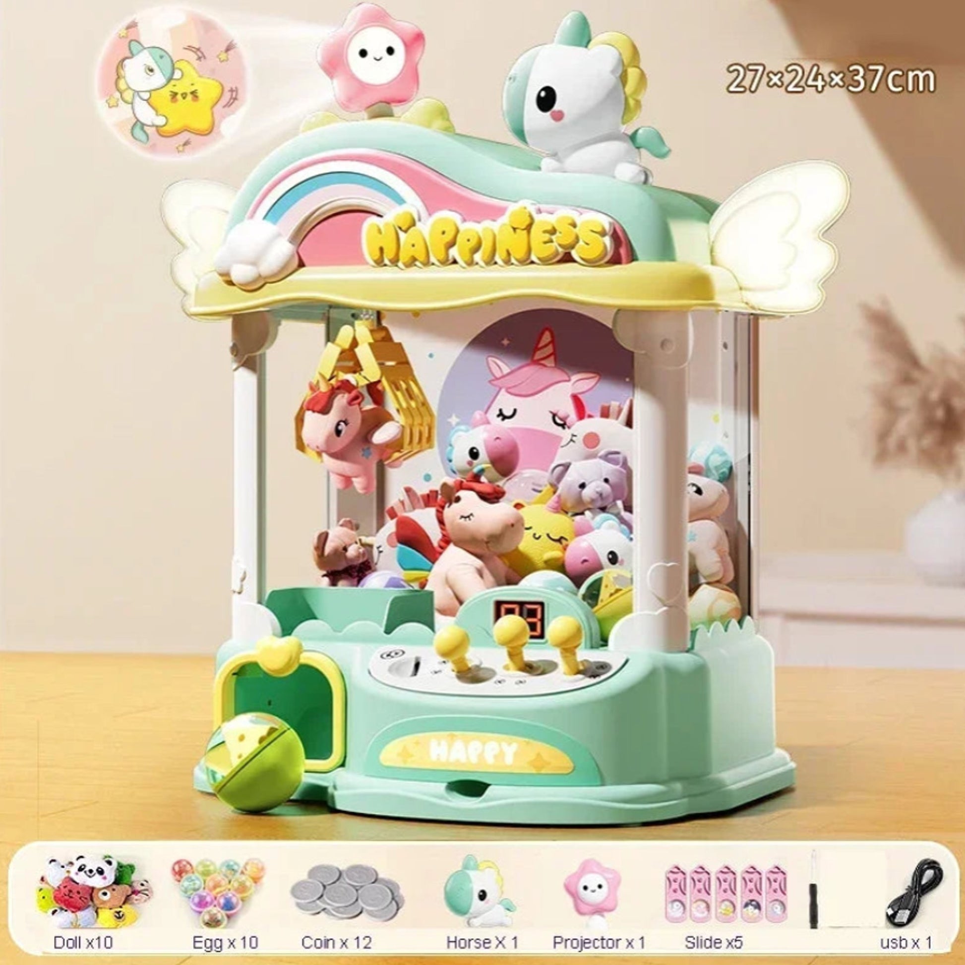 kawaiies-softtoys-plushies-kawaii-plush-Unicorn Dream Advanced Mini Claw Machine Toy Toys Green 