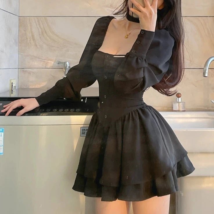 kawaiies-softtoys-plushies-kawaii-plush-Vintage Bodice Mini Dress Apparel Black S 